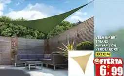 Maury's Vela ombr triang ma maison verde/ecru 3x3x3m offerta