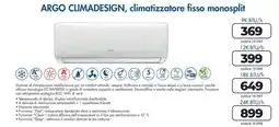 Sinergy Argo climadesign, climatizzatore fisso monosplit 9K BTU/h offerta