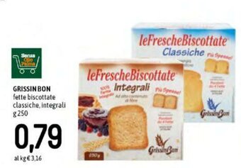 Famila Grissin Bon Fette Biscottate Classiche, Integrali 250 g offerta