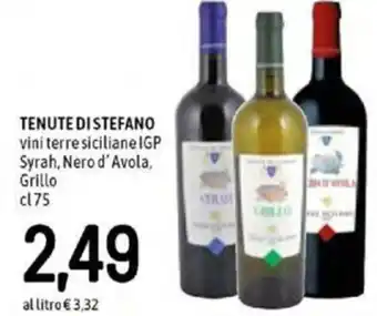 Tenute Di Stefano Vini Terre Siciliane IGP Syrah, Nero d'Avola, Grillo 75 cl