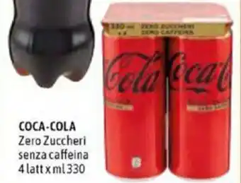 Famila Coca-Cola Zero Zuccheri Senza Caffeina 4 latt x 330 ml offerta