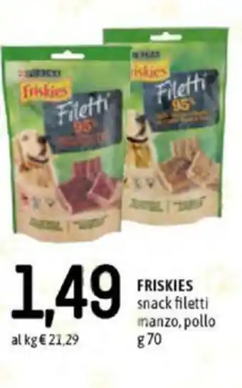 Famila Friskies Snack Filetti Manzo, Pollo 70g offerta