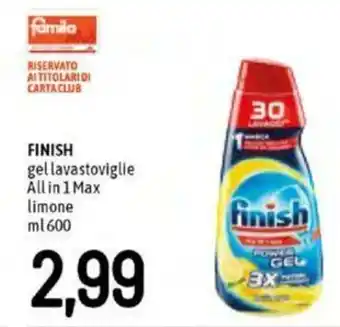 Famila Finish Gel Lavastoviglie All in 1 Max Limone 600 ml offerta