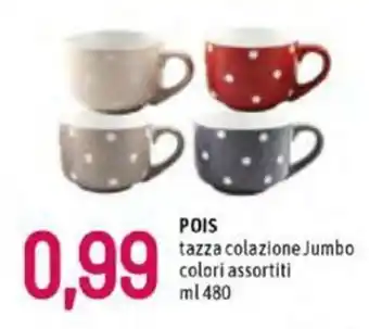 Famila Pois Tazza Colazione Jumbo Colori Assortiti 480 ml offerta
