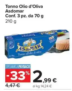 Carrefour Tonno Olio d’Oliva Asdomar offerta