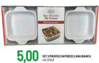 Famila Set 3 Pirofile in Porcellana Bianca 12x12 cm offerta