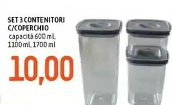 Famila Set 3 Contenitori C/Coperchio Capacità 600 ml, 1100 ml, 1700 ml offerta