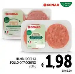 Spazio Conad Hamburger di pollo o tacchino CONAD offerta