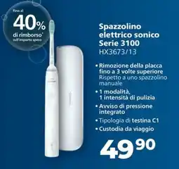 Sinergy PHILIPS Spazzolino elettrico sonico Serie 3100 HX3673/13 offerta