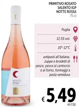 Spazio Conad Primitivo rosato salento igp NOTTE ROSSA offerta