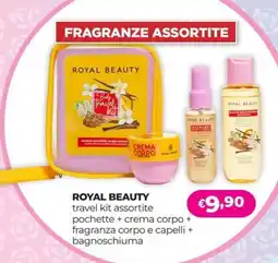 La Saponeria ROYAL BEAUTY travel kit assortite pochette + crema corpo + fragranza corpo e capelli + bagnoschiuma offerta