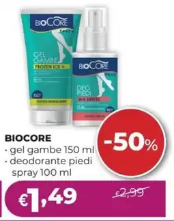La Saponeria BIOCORE gel gambe, deodorante piedi spray offerta