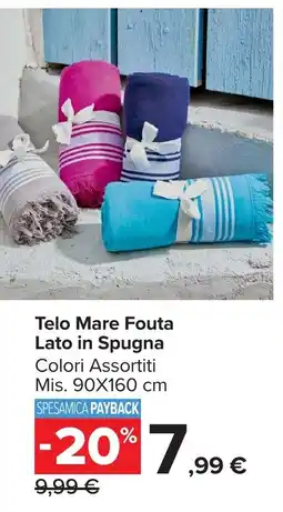 Carrefour Market Telo Mare Fouta Lato in Spugna offerta