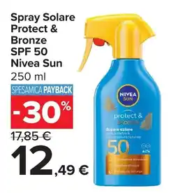 Carrefour Market Spray Solare Protect & Bronze SPF 50 Nivea Sun offerta