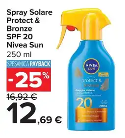Carrefour Market Spray Solare Protect & Bronze SPF 20 Nivea Sun offerta