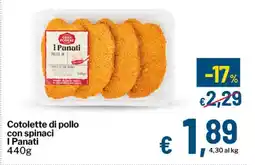 Qui Discount Cotolette di pollo con spinaci I Panati offerta