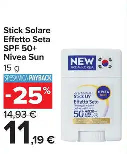 Carrefour Market Stick Solare Effetto Seta SPF 50+ Nivea Sun offerta