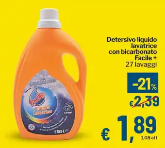 Qui Discount Detersivo liquido lavatrice con bicarbonato Facile + offerta