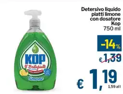 Qui Discount Detersivo liquido piatti limone con dosatore Kop offerta