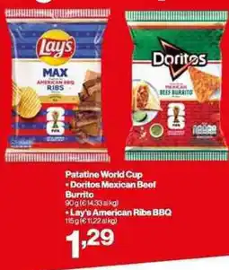 In'S Mercato Patatine World Cup Doritos Mexican Beef Burrito Lay's American Ribs BBQ offerta
