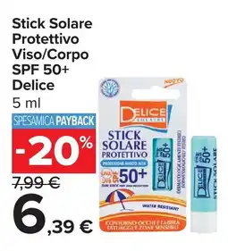 Carrefour Market Stick Solare Protettivo Viso/Corpo SPF 50+ Delice offerta