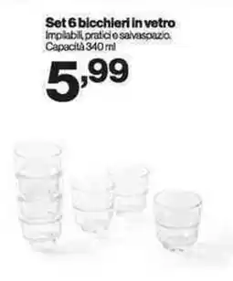 In'S Mercato Set 6 bicchieri in vetro offerta