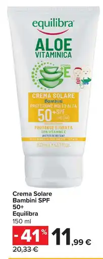 Carrefour Market Crema Solare Bambini SPF 50+ Equilibra offerta