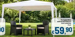 Qui Discount Set giardino antracite/bianco con cuscino offerta
