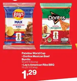 In'S Mercato Patatine World Cup Doritos Mexican Beef Lay's American Ribs BBQ offerta