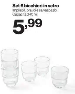 In'S Mercato Set 6 bicchieri in vetro offerta