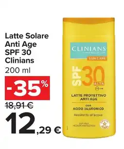 Carrefour Market Latte Solare Anti Age SPF 30 Clinians offerta