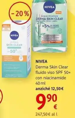 dm drogerie markt NIVEA Derma Skin Clear fluido viso SPF 50+ con niacinamide offerta