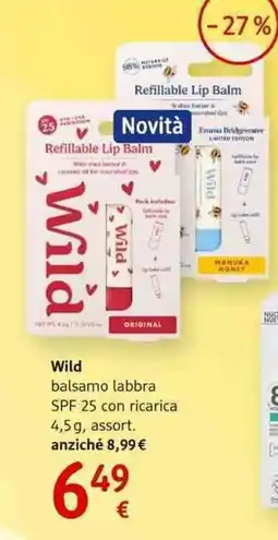 dm drogerie markt Wild balsamo labbra SPF 25 con ricarica offerta