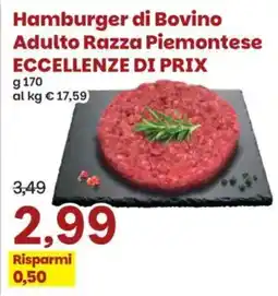 Prix Quality Hamburger di Bovino Adulto Razza Piemontese ECCELLENZE DI PRIX offerta