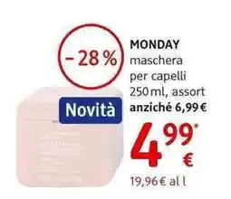 dm drogerie markt MONDAY maschera per capelli offerta