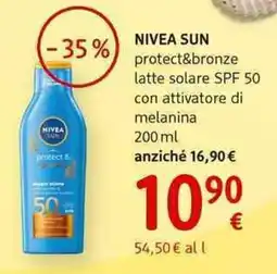 dm drogerie markt NIVEA protect & protect&bronze latte solare SPF 50 con attivatore di melanina offerta