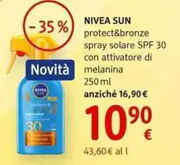 dm drogerie markt NIVEA SUN protect&bronze spray solare SPF 30 con attivatore di melanina offerta
