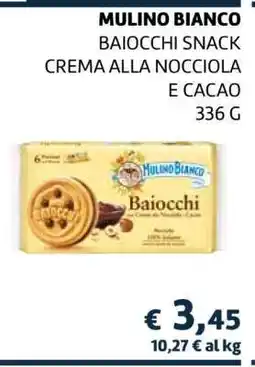 Coop MULINO BIANCO BAIOCCHI SNACK CREMA ALLA NOCCIOLA E CACAO 336 G offerta