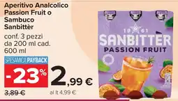 Carrefour Aperitivo Analcolico Passion Fruit o Sambuco Sanbittèr offerta