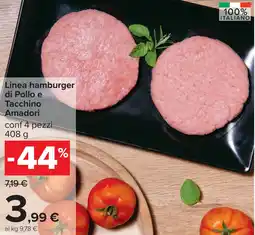 Carrefour Linea hamburger di Pollo e Tacchino Amadori offerta