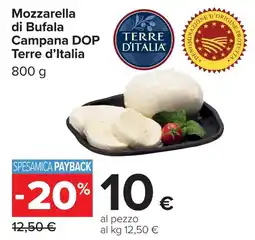 Carrefour Mozzarella di Bufala Campana DOP Terre d'Italia offerta