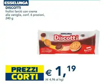 Esselunga Esselunga - discotti biscotti frollini farciti con crema gusto vaniglia 240 g(ml) offerta
