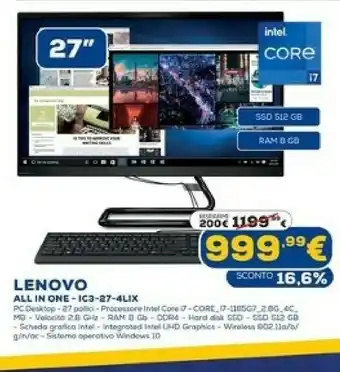 Euronics All in one ic3-27-4lix offerta