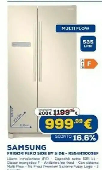 Euronics Rs54n3003ef frigorifero side-by-side libera installazione f beige offerta