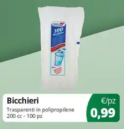 Acqua & Sapone Bicchieri Trasparenti in polipropilene 200 cc - 100 pz offerta