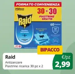 Acqua & Sapone Raid Antizanzare Piastrine ricarica offerta
