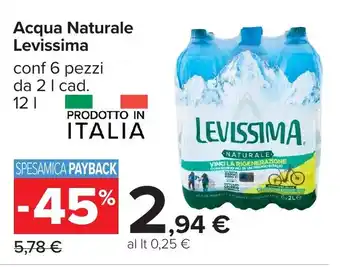Carrefour Acqua Naturale Levissima offerta