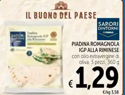 Spazio Conad Piadina romagnola igp alla riminese con olio extravergine di oliva, 3 pezzi offerta