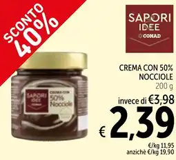 Spazio Conad Crema con 50% nocciole offerta