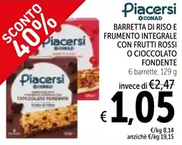 Spazio Conad Barretta di riso e frumento integrale con frutti rossi o cioccolato fondente offerta